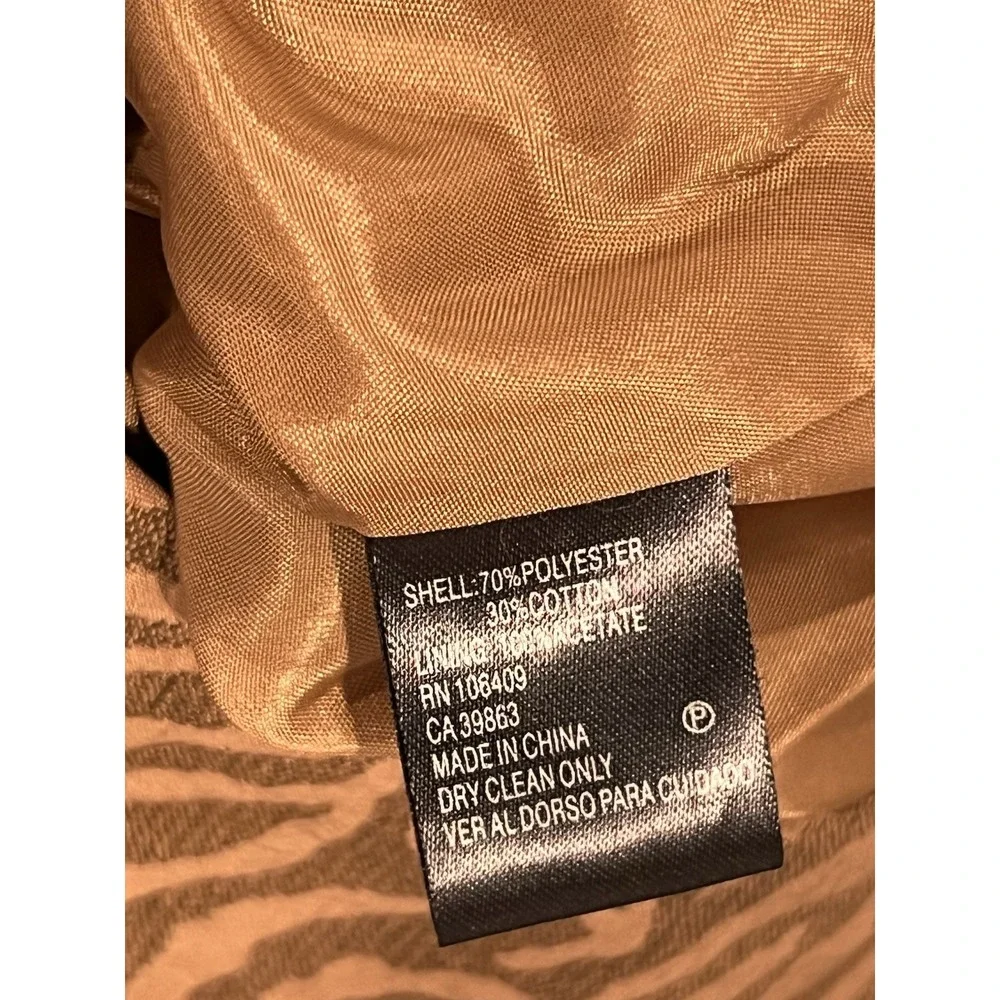 Antonio Melani Zebra Pattern Latte Sheath Dress Size‎ 0